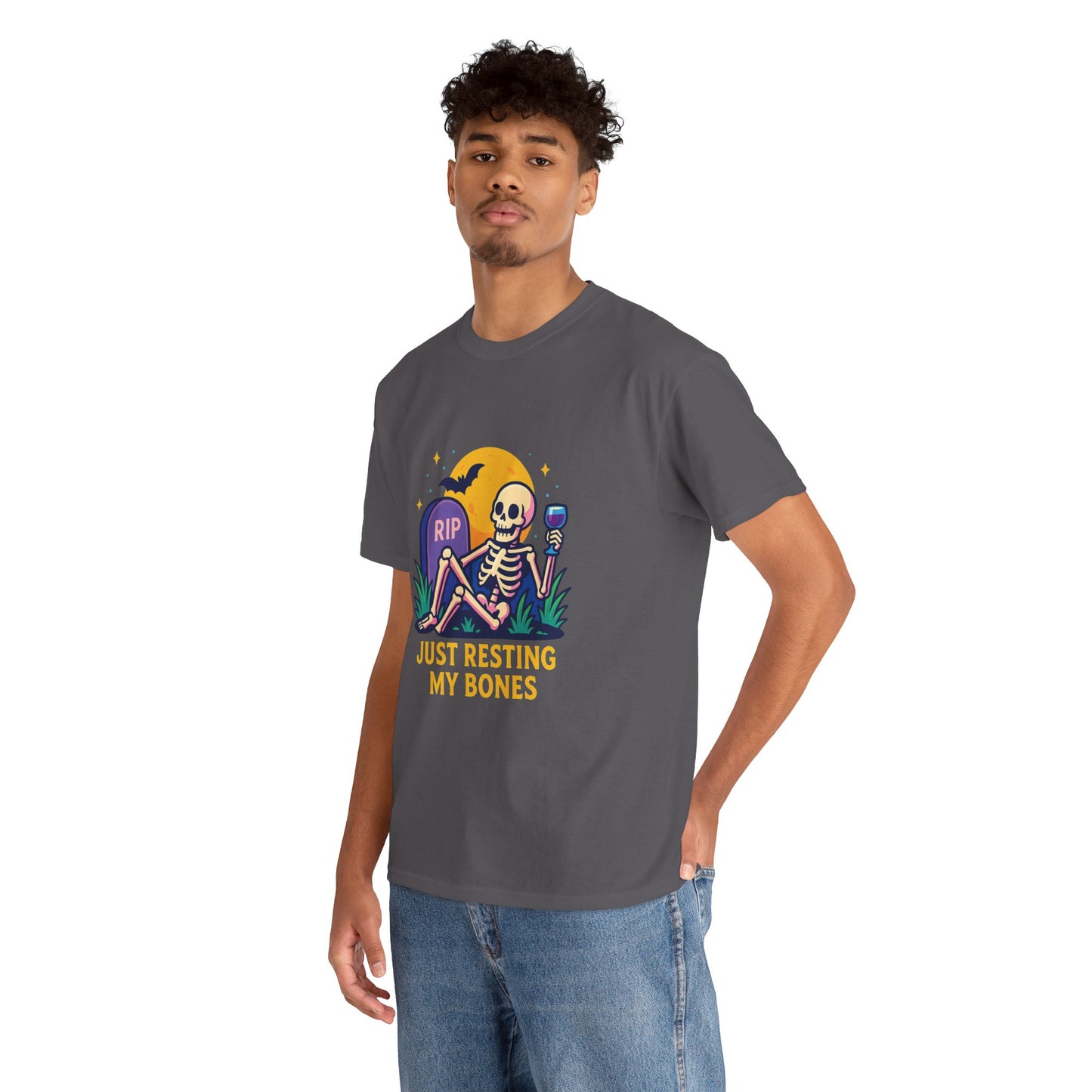 Skeleton Tee - Just Resting My Bones, Unisex Halloween Shirt