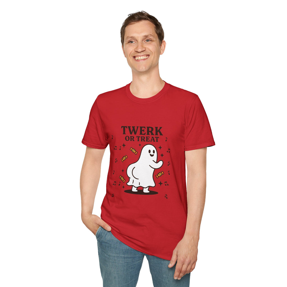 Whimsical Halloween T-Shirt for Adults, Fun Ghost Tee, Twerk or Treat Shirt, Unisex Costume Top, Spooky Celebration Apparel