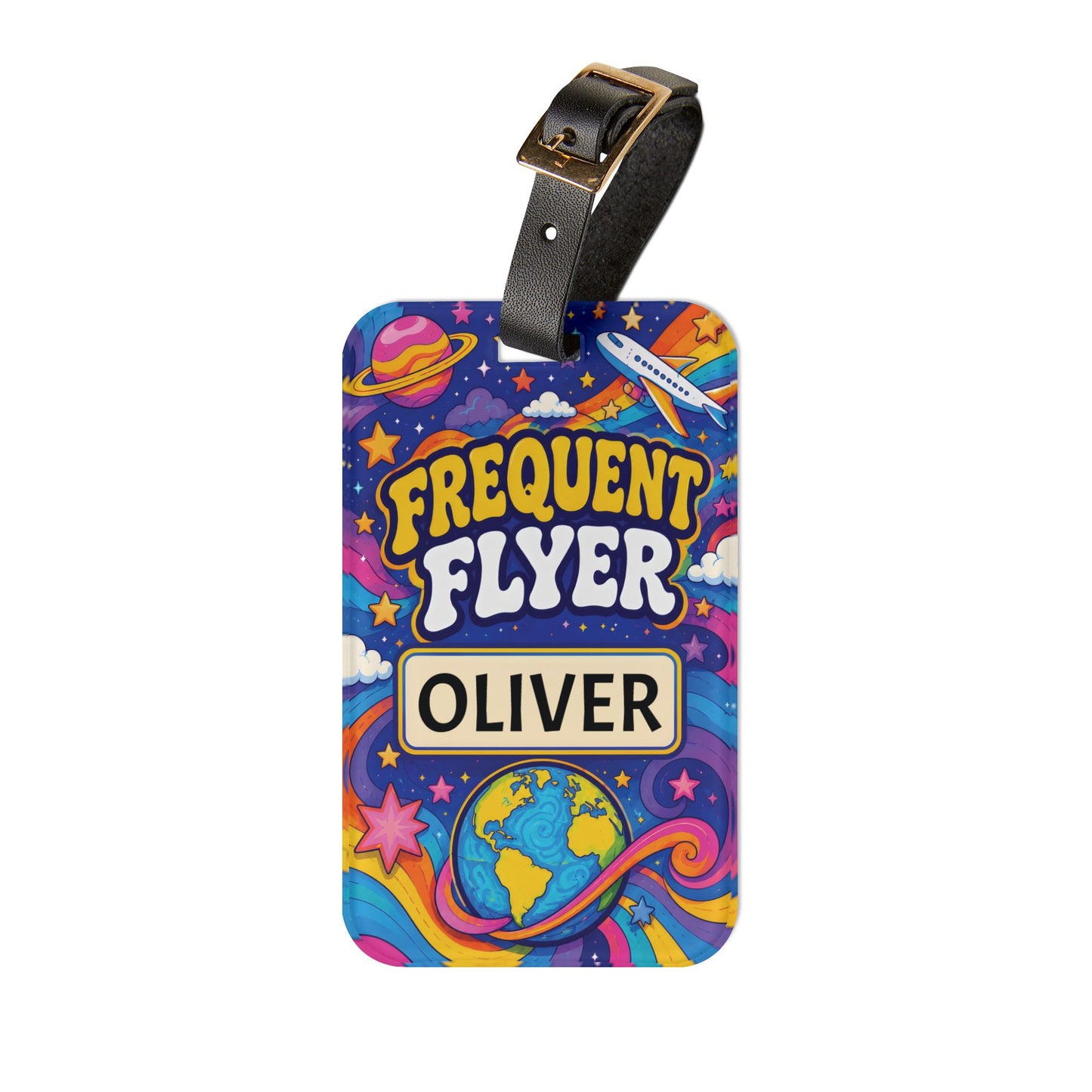 Frequent Flyer Luggage Tag — Personalized Travel Tag, Custom Name ID Tag