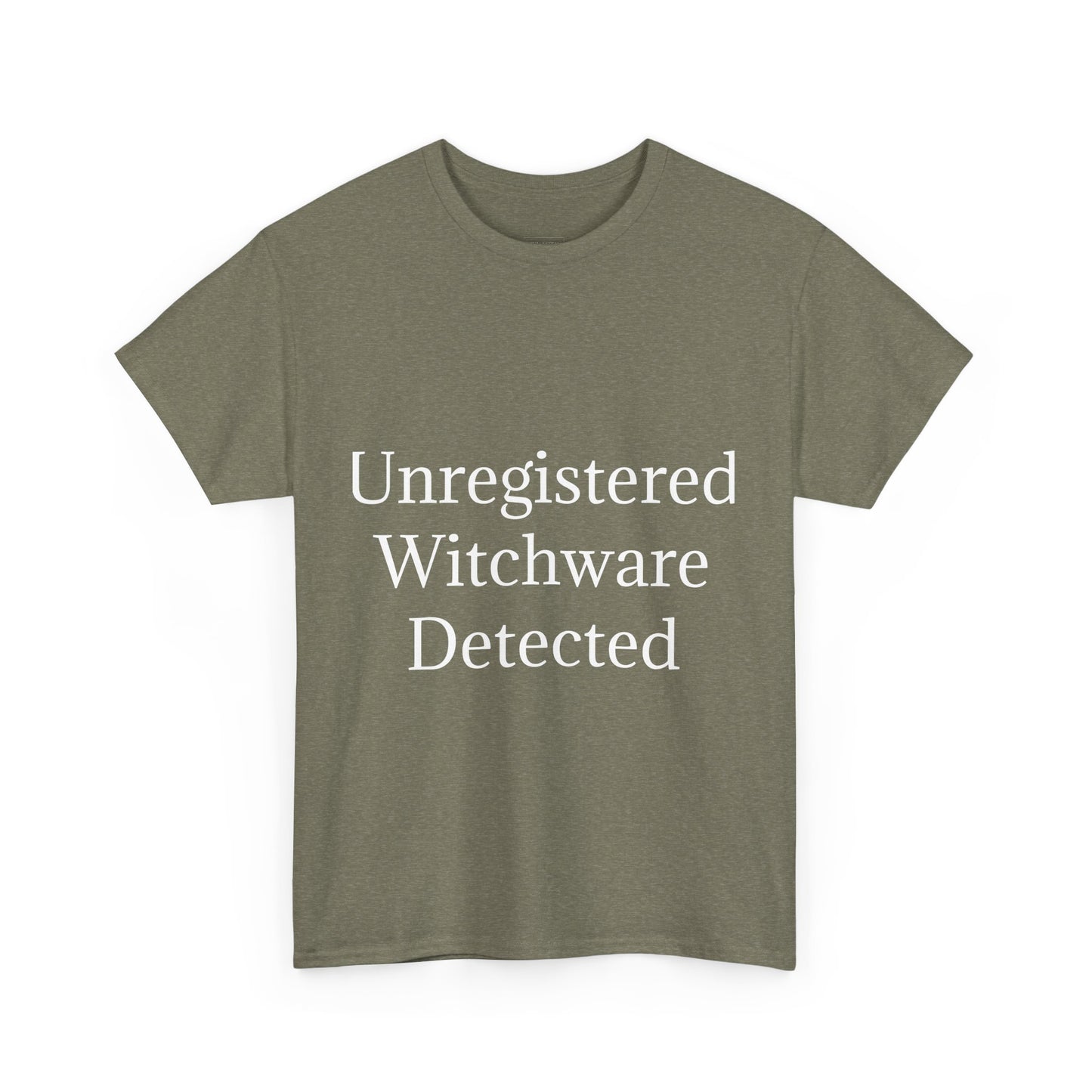 Unisex Heavy Cotton Tee - Unregistered Witchware Detected, Witchy Apparel, Halloween Tee