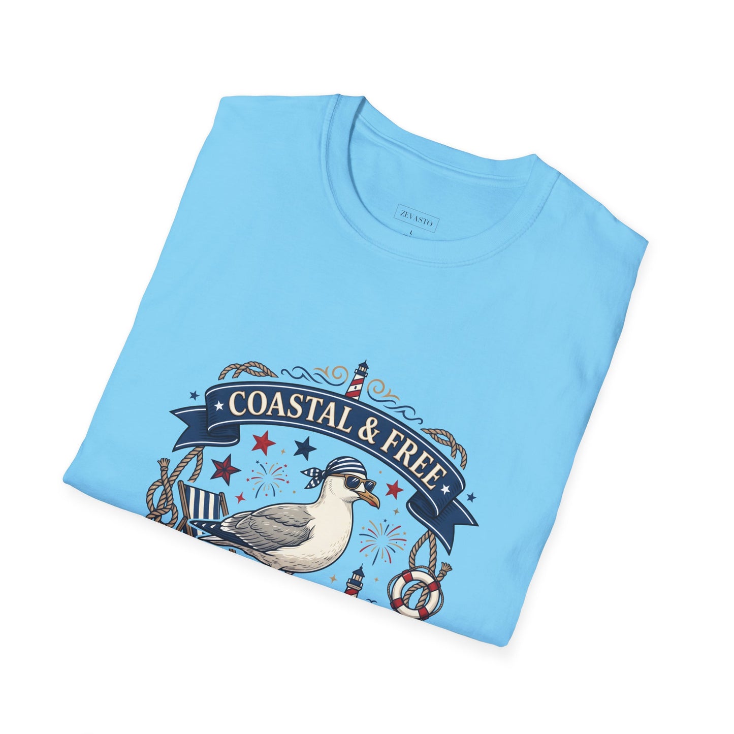 Coastal & Free Seagull T-Shirt — Patriotic 4th of July Tee