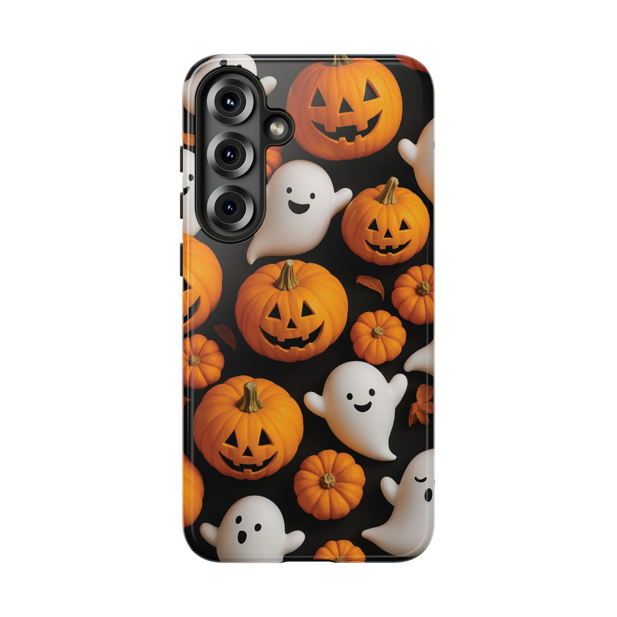 Halloween Phone Case, Spooky Ghosts and Pumpkins Design