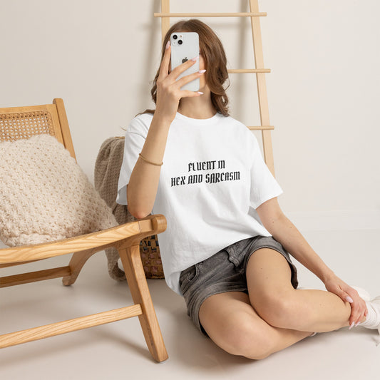 Fluent in Hex and Sarcasm Unisex Heavy Cotton Tee, Perfect for Geeky Humor Lovers, Halloween Apparel