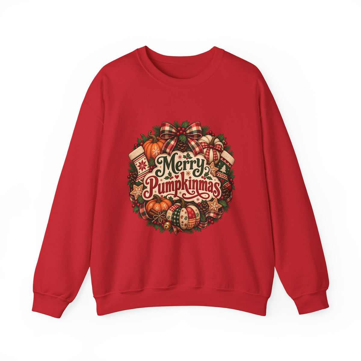 Merry Pumpkinmas Sweatshirt — Holiday Pumpkin Wreath Crewneck