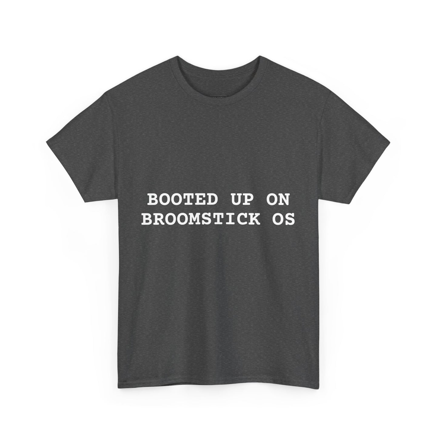 Broomstick OS Tee, Funny Graphic Tee for Tech Lovers, Unisex Cotton T-Shirt