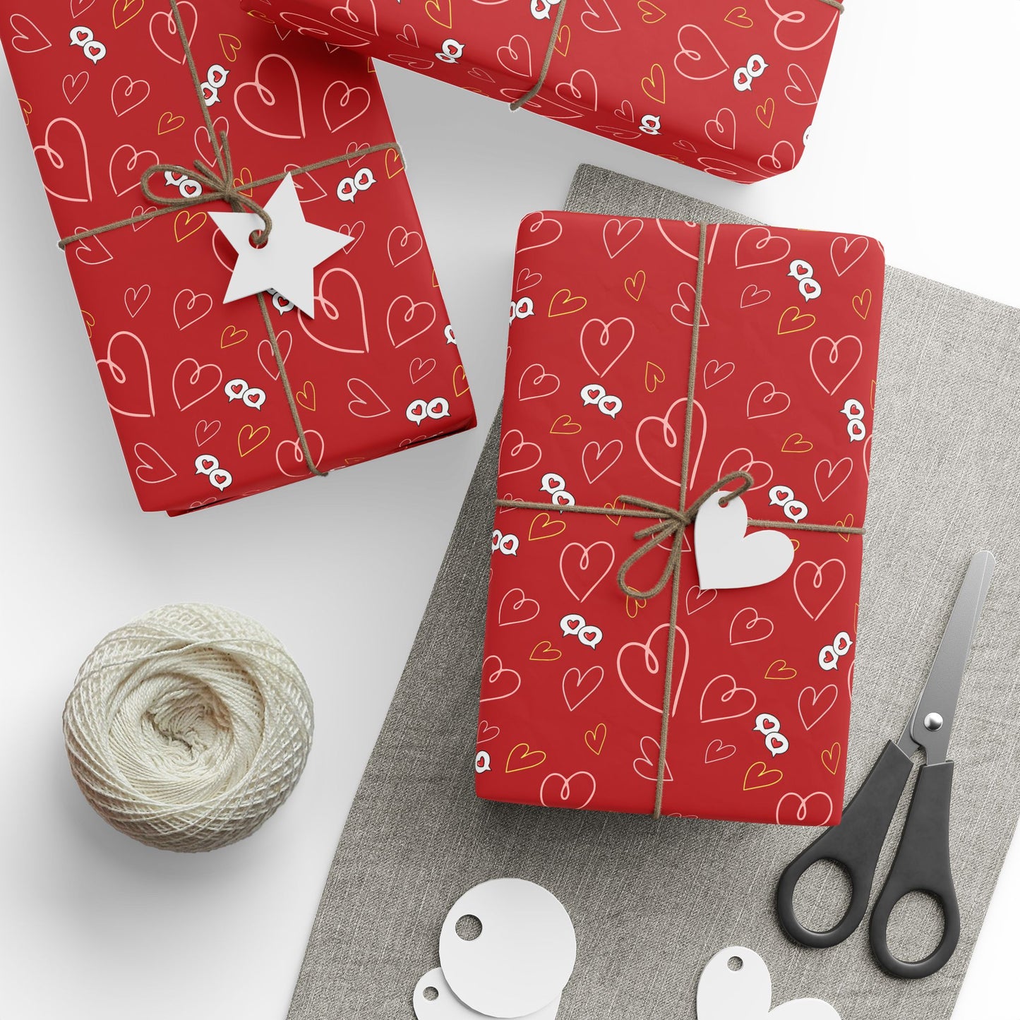 Red Heart Pattern Wrapping Paper — Romantic Gift Wrap for Valentine’s Day & Anniversaries