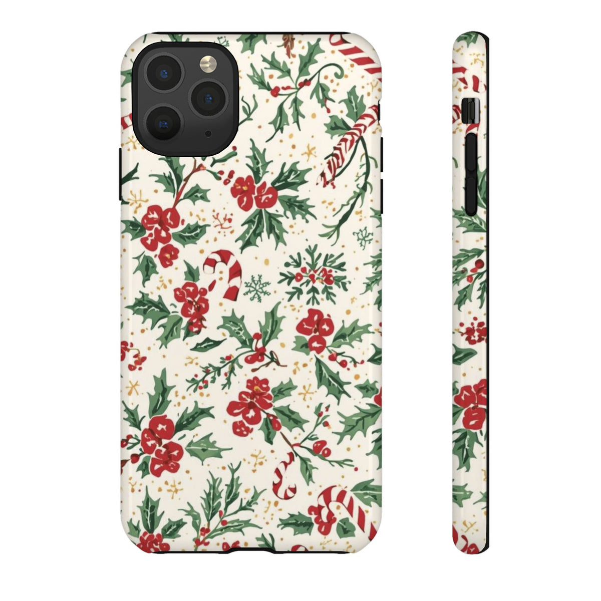 Christmas Themed Phone Case, Festive Floral Dual Layer Phone Case for Iphone & Samsung
