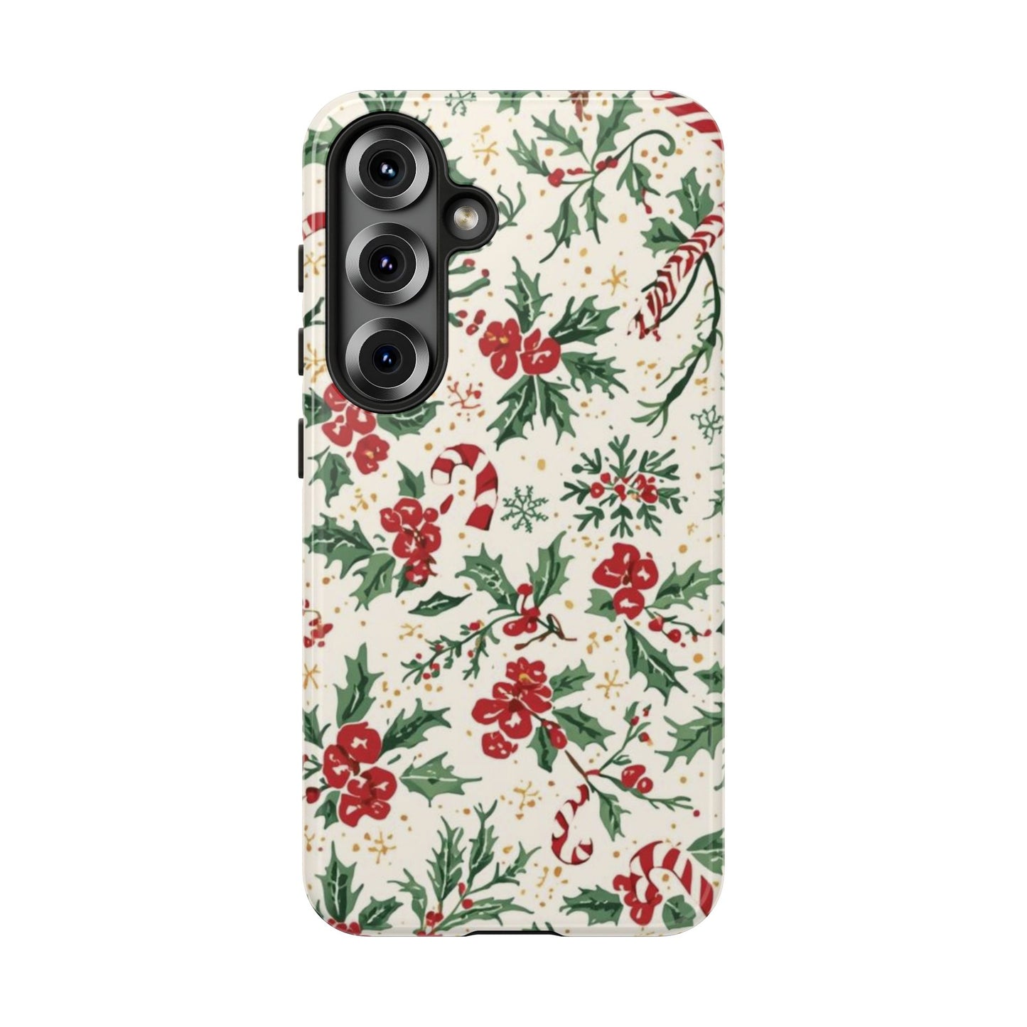 Christmas Themed Phone Case, Festive Floral Dual Layer Phone Case for Iphone 17, 16, 15, 14, 13, 12, 11 & Samsung