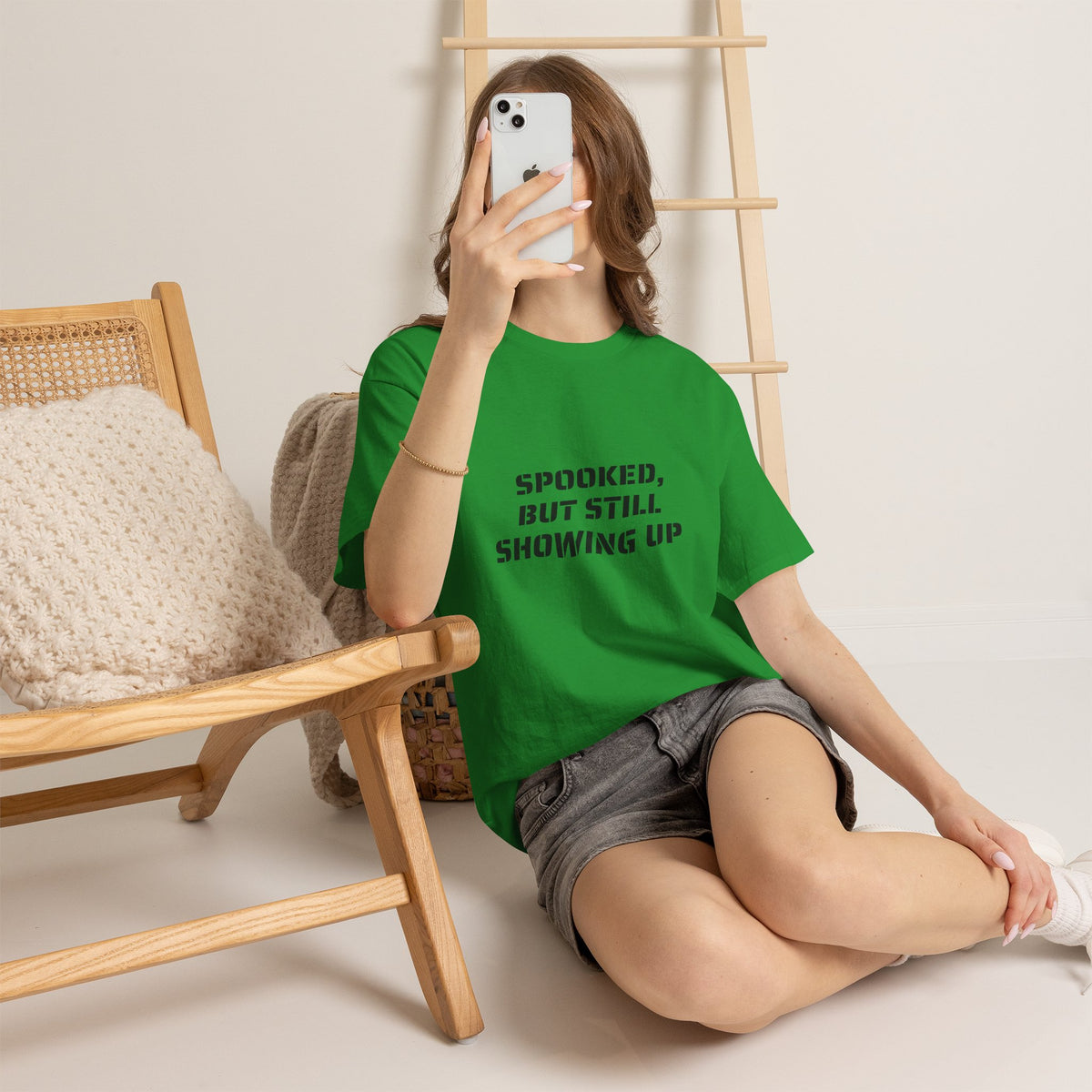 Spooked, But Still Showing Up Unisex Heavy Cotton Tee | Halloween, Funny T-Shirt