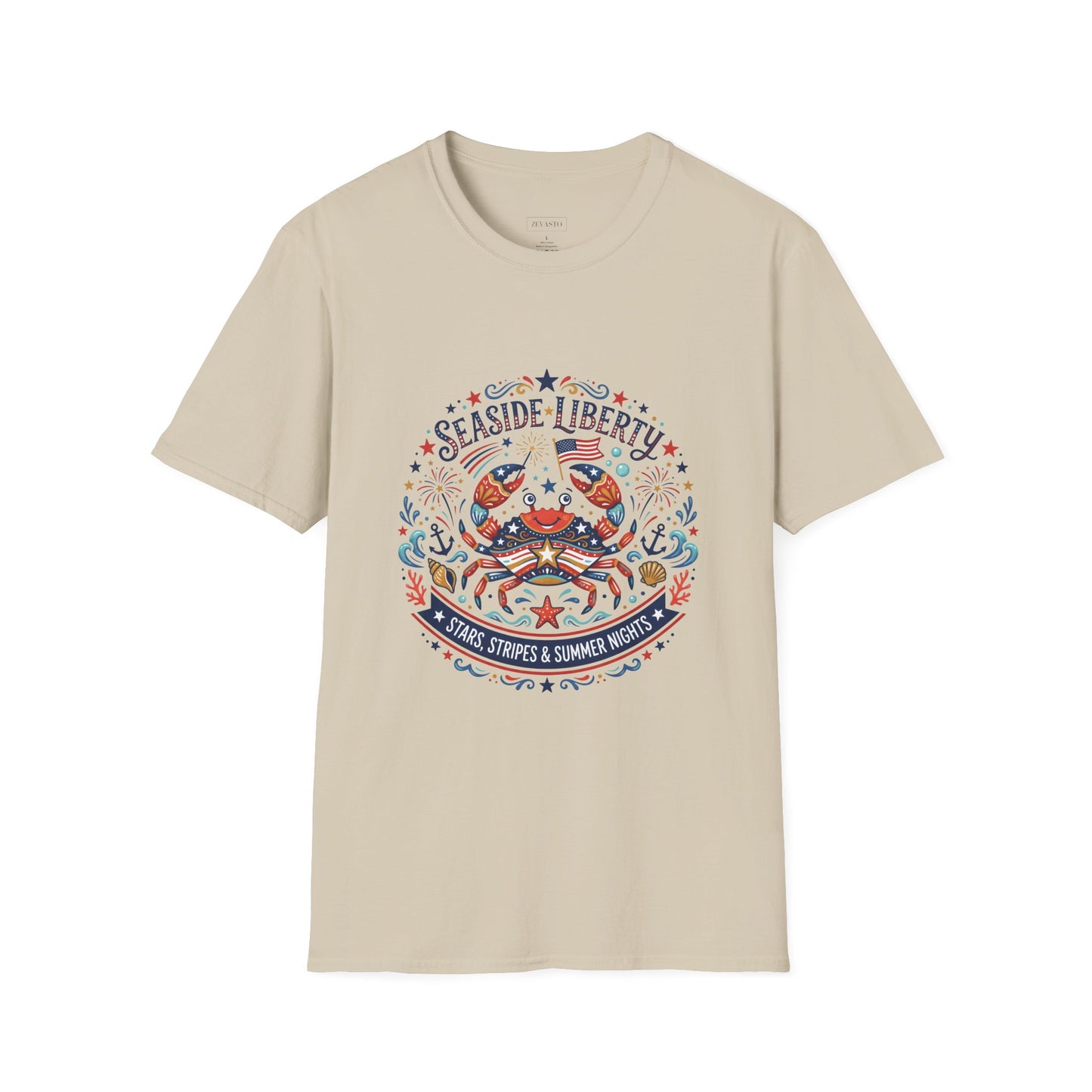 Seaside Liberty Crab T-Shirt — 4th of July Patriotic Summer Beach Tee