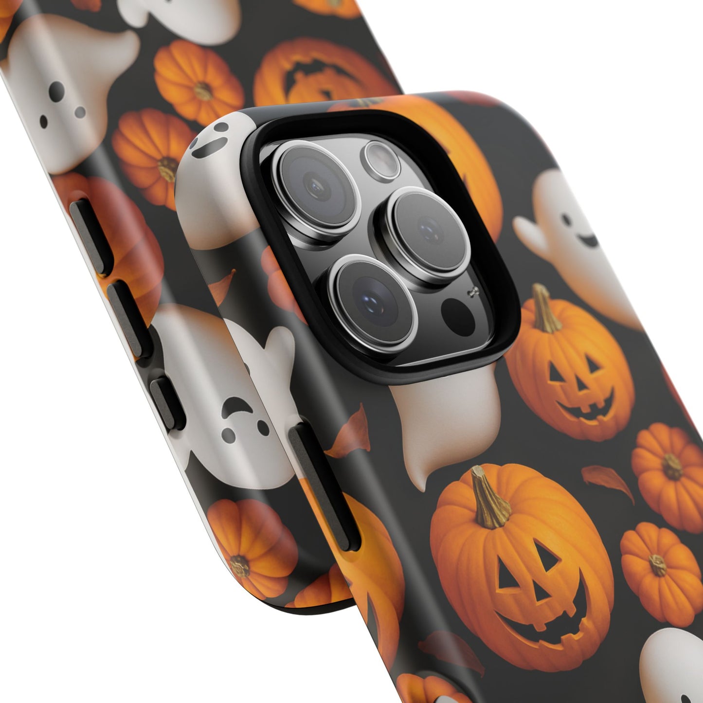 Halloween Phone Case, Spooky Ghosts and Pumpkins Design
