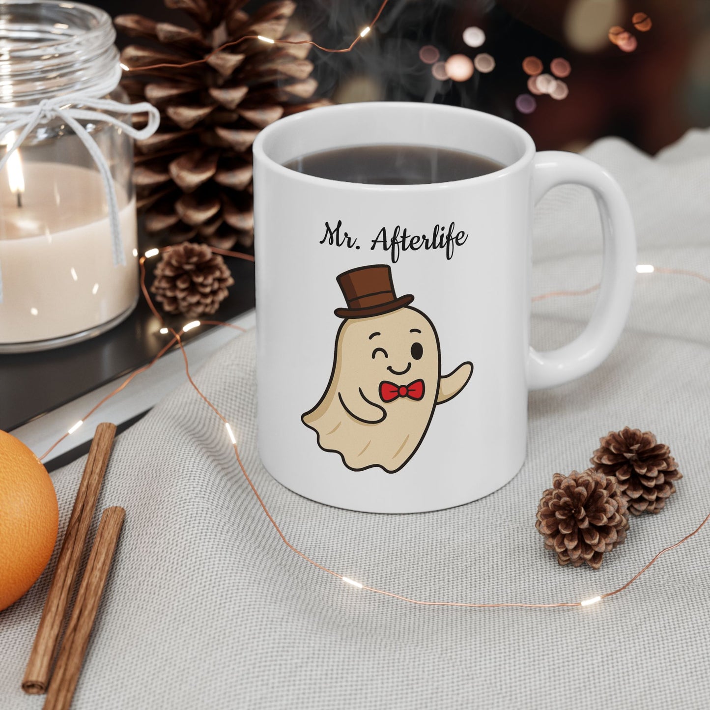 Halloween Ceramic Mug, Mr. Afterlife - Halloween Themed Coffee Cup, Wedding Gift