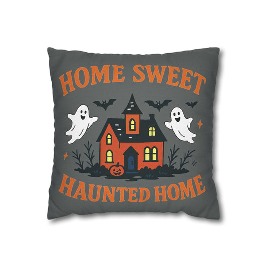 Halloween Themed Square Pillowcase, Home Sweet Haunted Home Decor