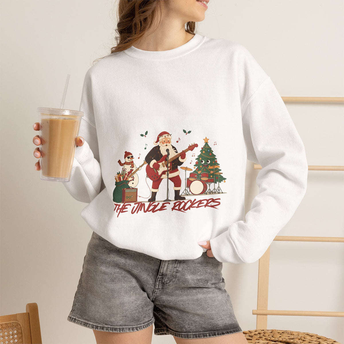 Funny Christmas Sweatshirt – "The Jingle Rockers" Holiday Band Crewneck