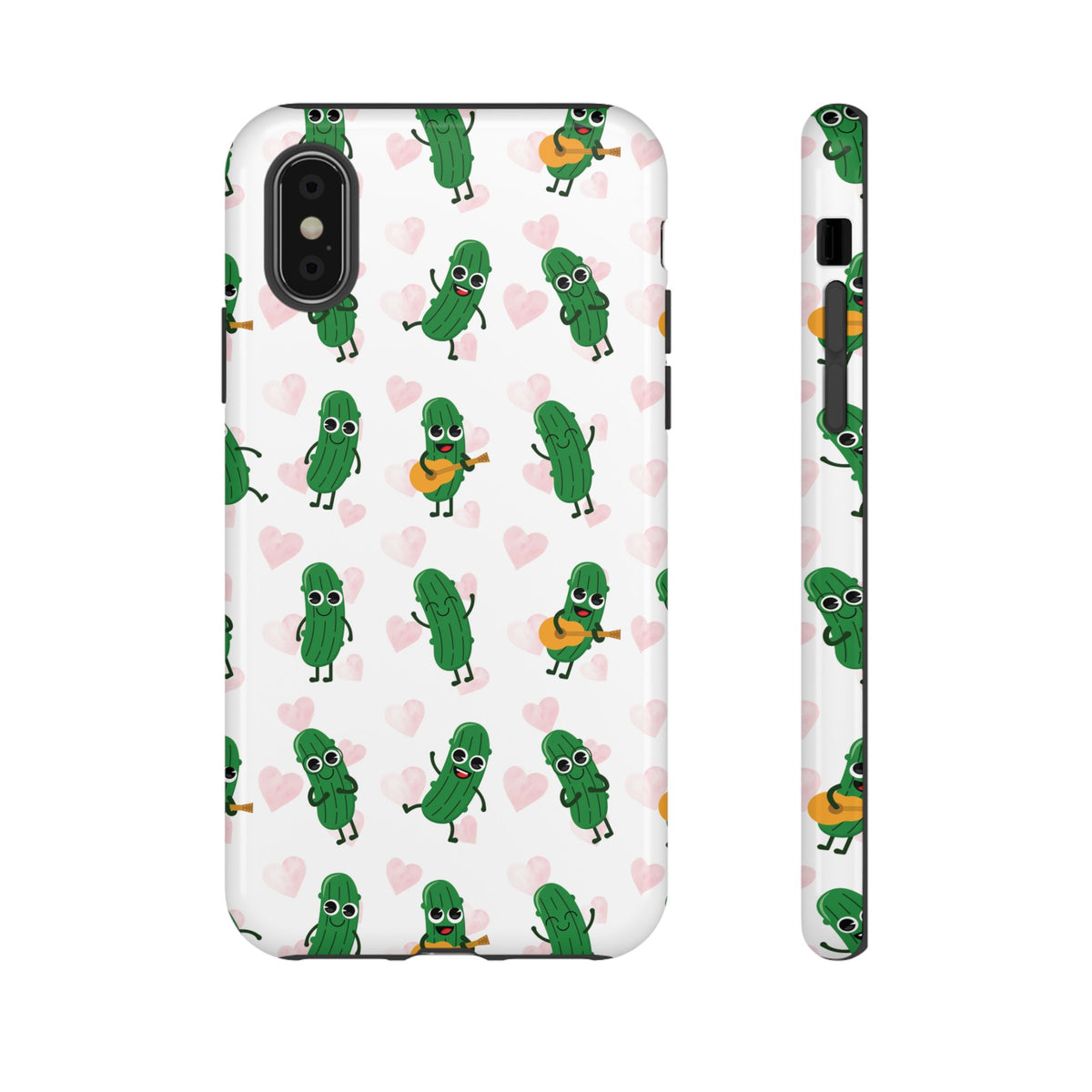 Pickle Pattern Phone Case — Cute Dancing Pickles with Hearts