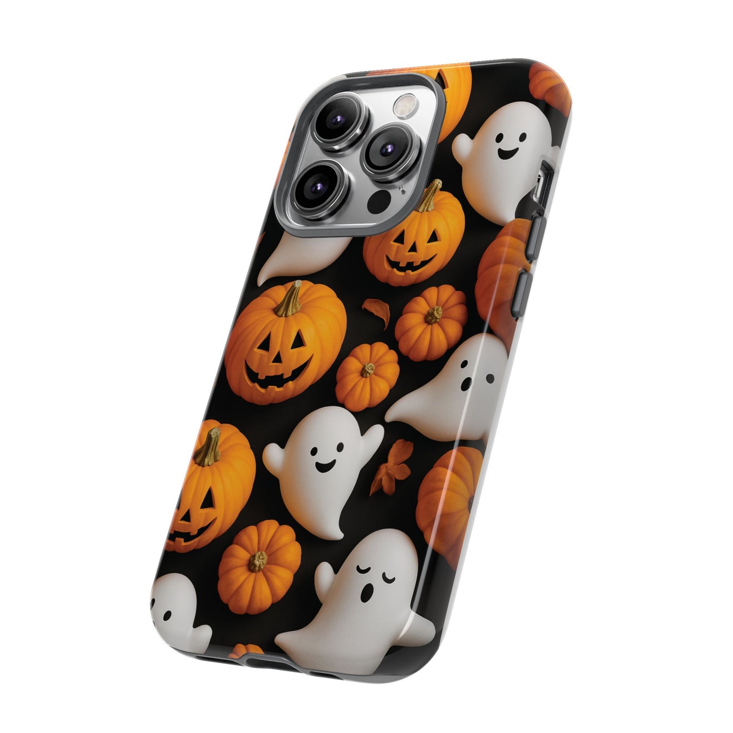 Halloween Phone Case, Spooky Ghosts and Pumpkins Design