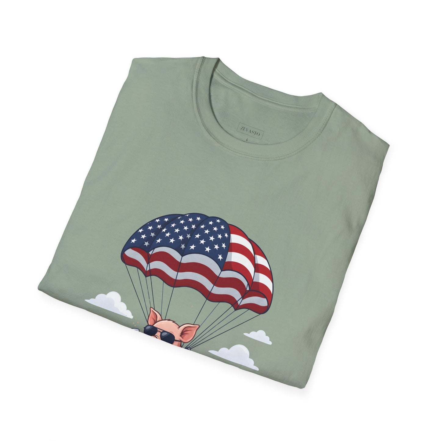 Patriotic Parachuting Piglet T-shirt - “Celebrating 250 Years”
