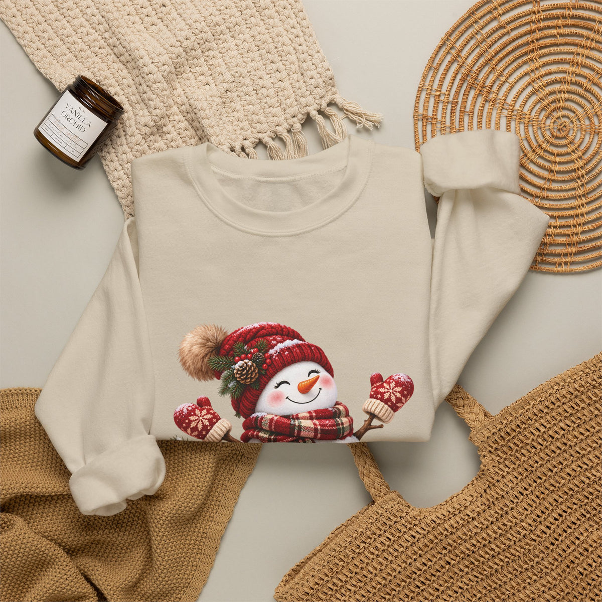 Snowman Holiday Sweatshirt - Cozy Christmas Unisex Sweatshirt