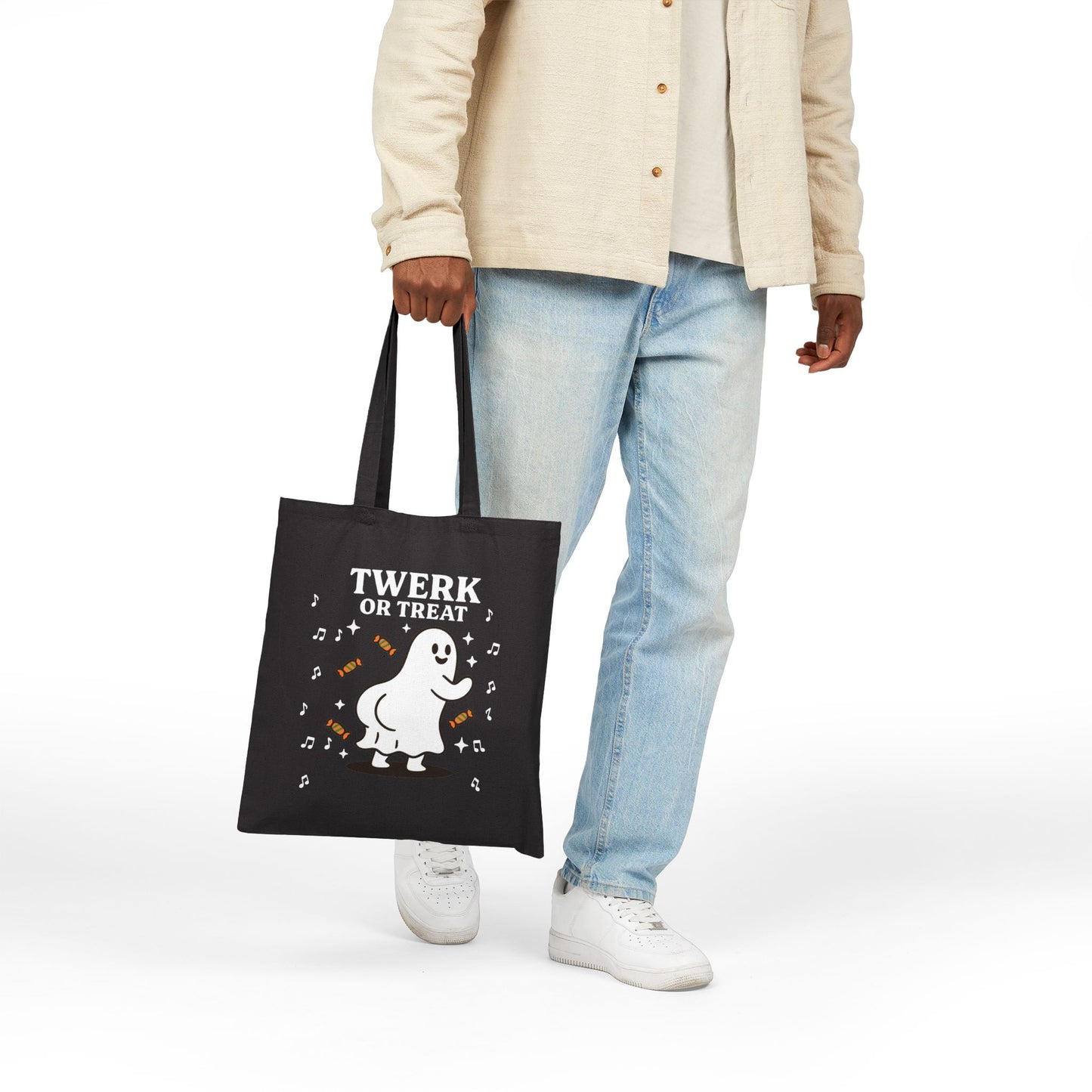 Funny Halloween Cotton Canvas Tote Bag - Twerk or Treat, Gift Bag
