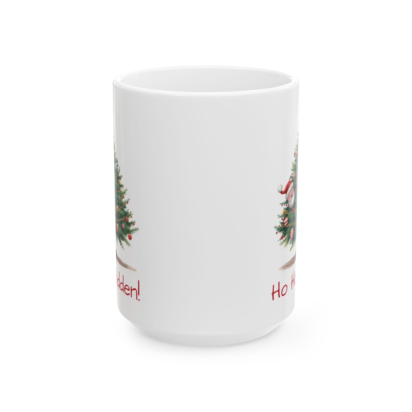 Christmas Tree Ceramic Mug - "Ho Ho Hidden!" Holiday Coffee Cup