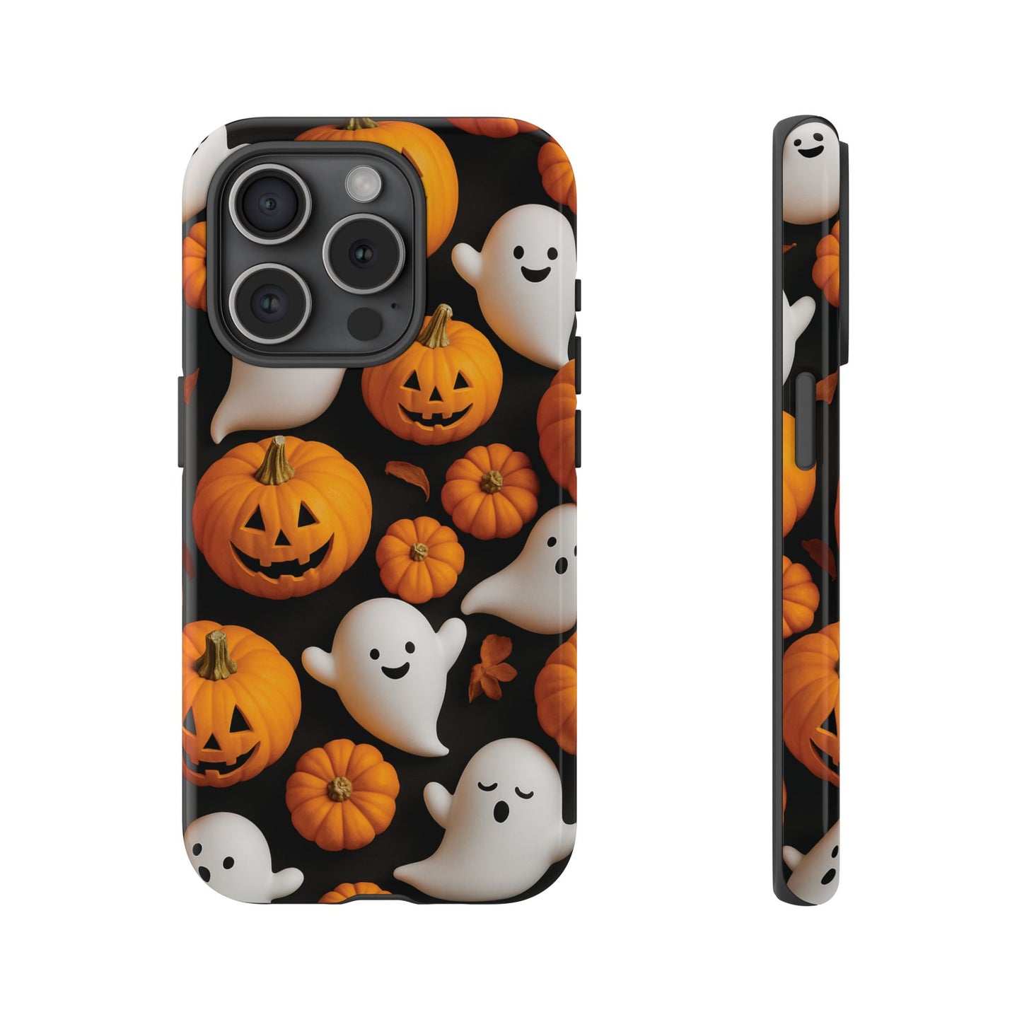 Halloween Phone Case, Spooky Ghosts and Pumpkins Design