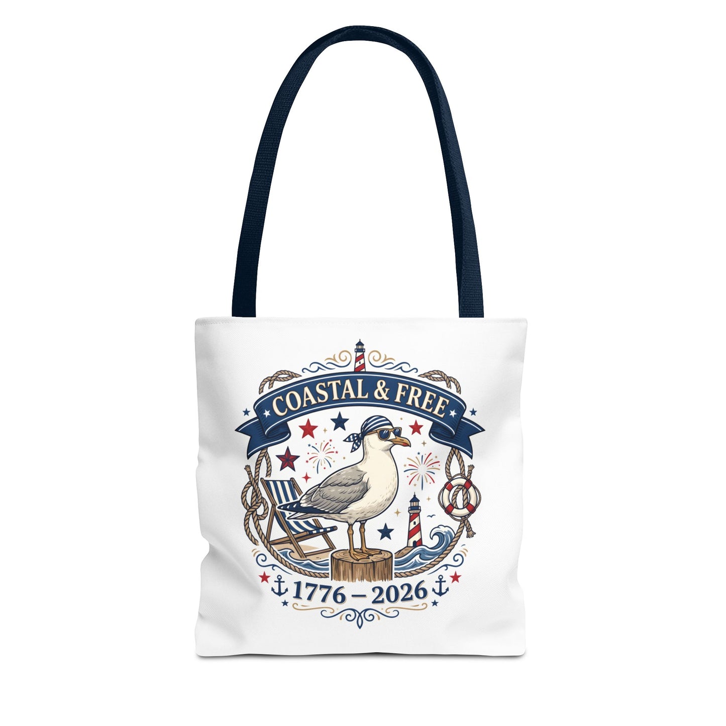 Coastal & Free Seagull Tote Bag — Patriotic 4th of July Beach Tote