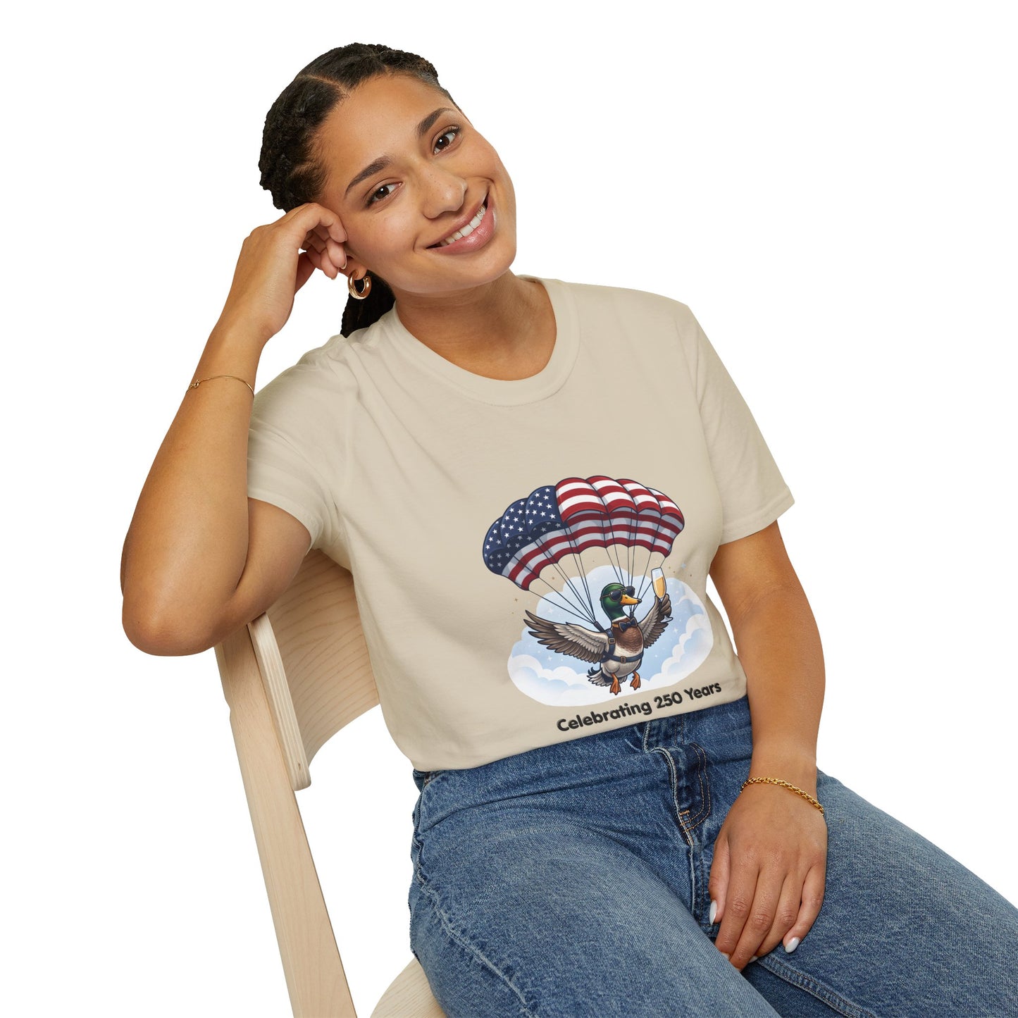 Duck Parachute T-Shirt – Celebrating 250 Years Patriotic Graphic Tee
