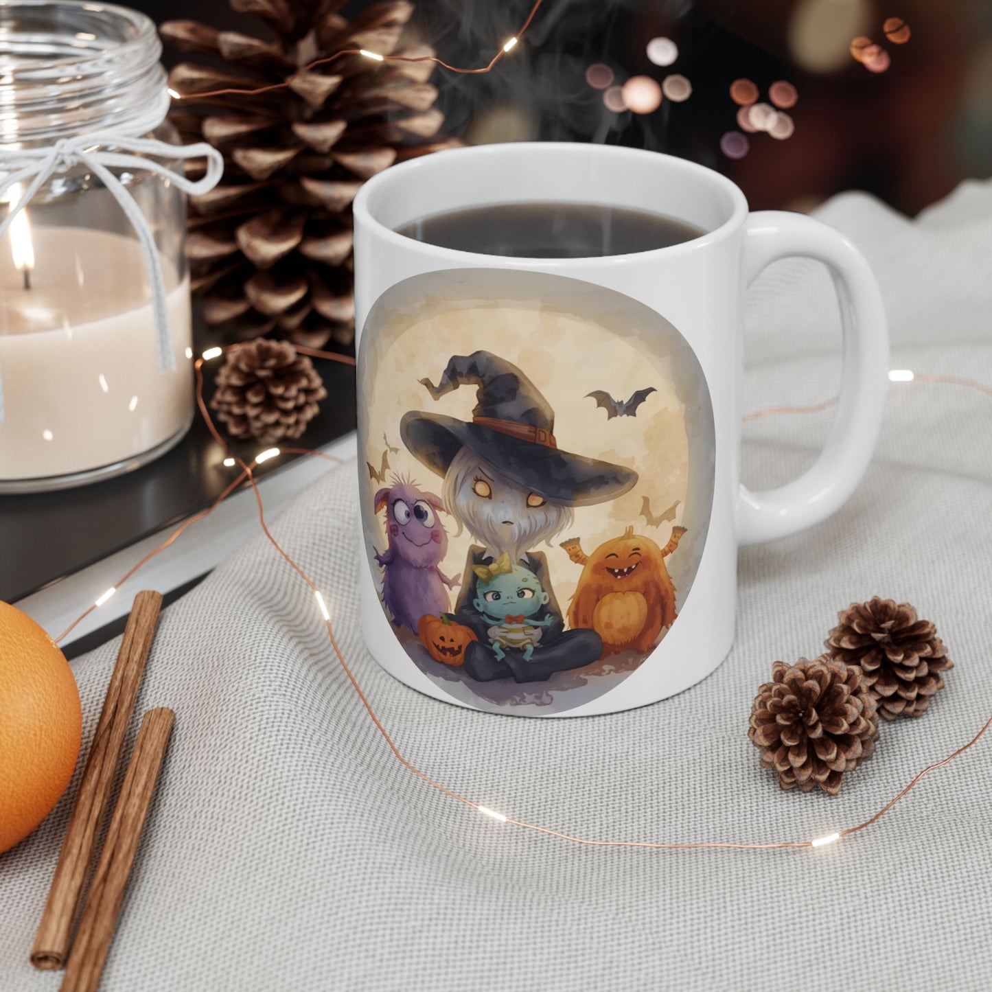 Whimsical Halloween Mug, Cute Monster Design