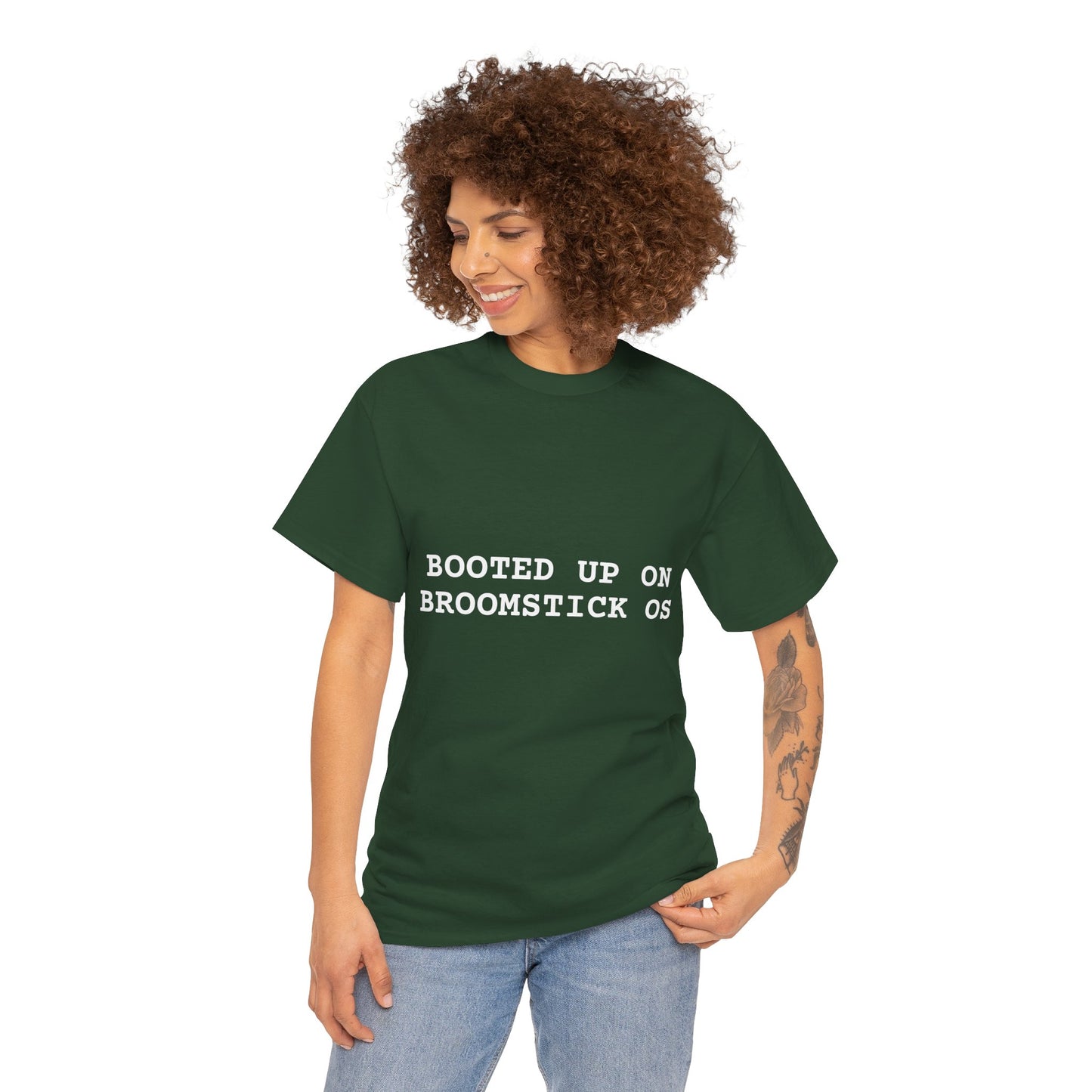 Broomstick OS Tee, Funny Graphic Tee for Tech Lovers, Unisex Cotton T-Shirt