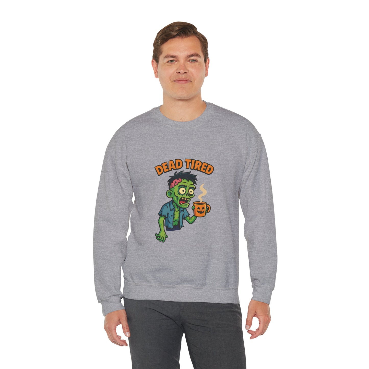 Dead Tired Zombie Sweatshirt, Funny Halloween Crewneck, Spooky Season Apparel