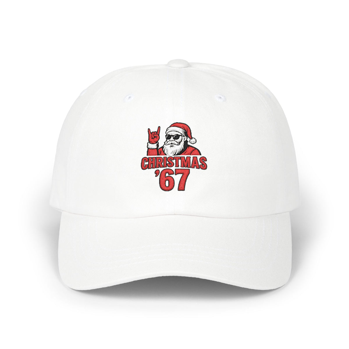 Christmas Cap — Retro Santa 'Christmas '67' Embroidered Holiday Hat