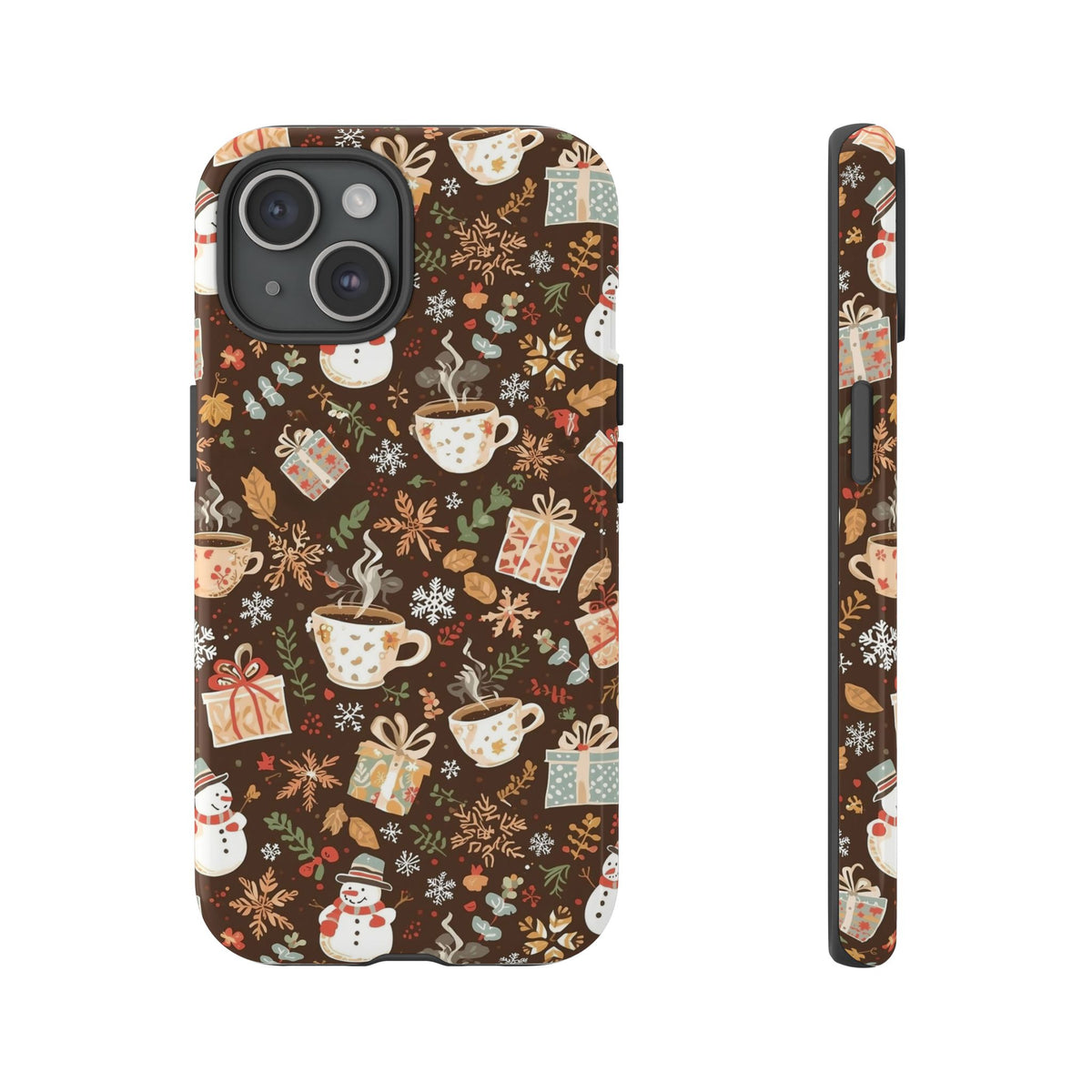 Christmas Phone Case, Winter Holiday Phone Case with Snowmen and Gifts Design for Iphone & Samsung