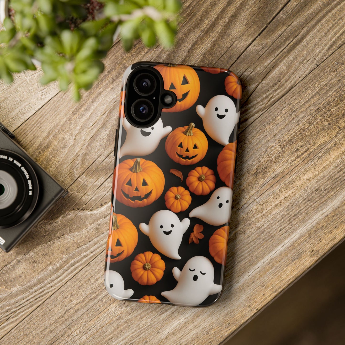 Halloween Phone Case, Spooky Ghosts and Pumpkins Design