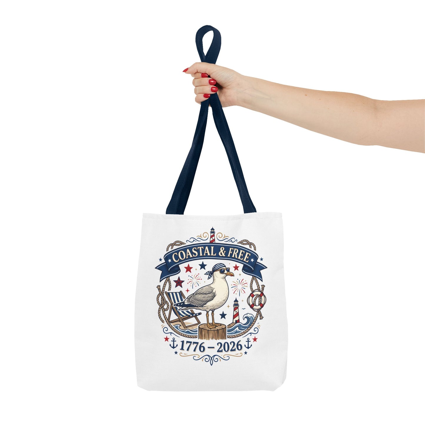 Coastal & Free Seagull Tote Bag — Patriotic 4th of July Beach Tote
