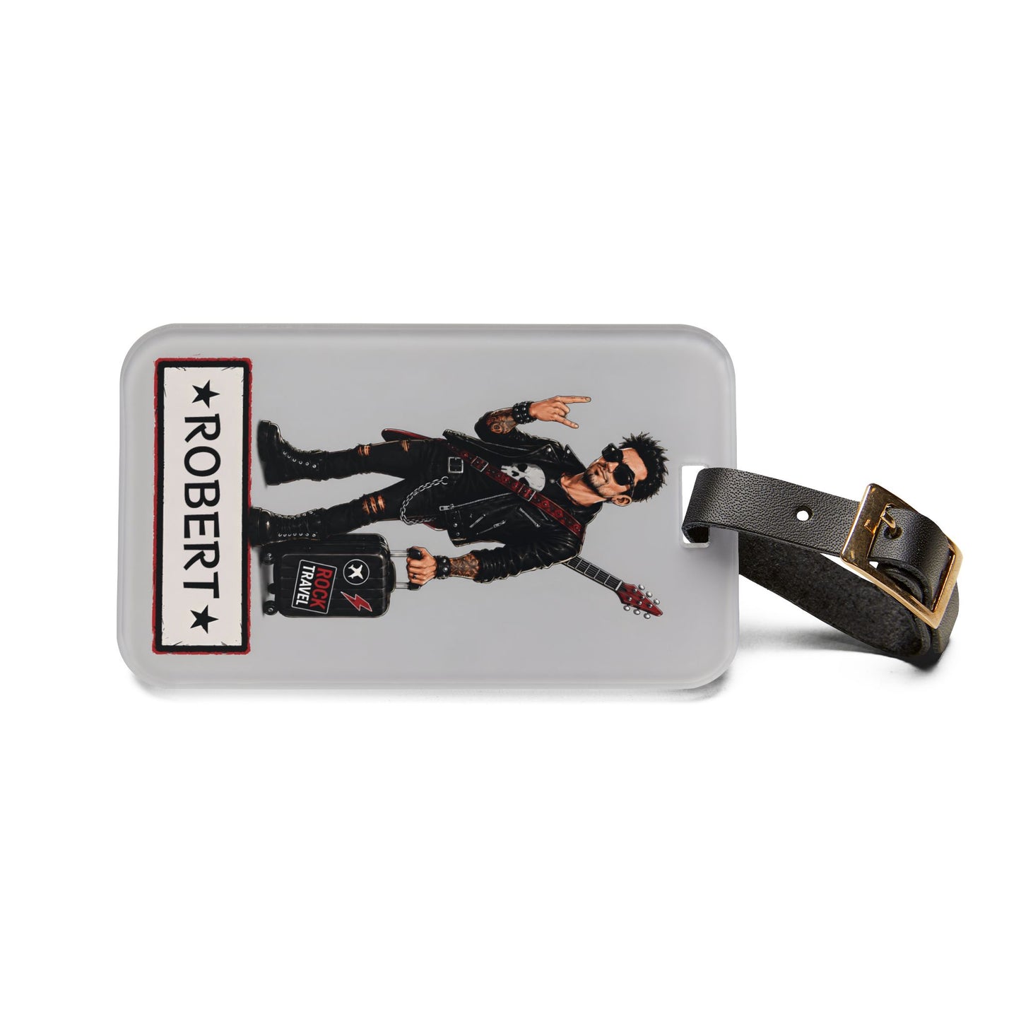 Rocker Design Personalized Luggage Tag — Custom Name Travel ID