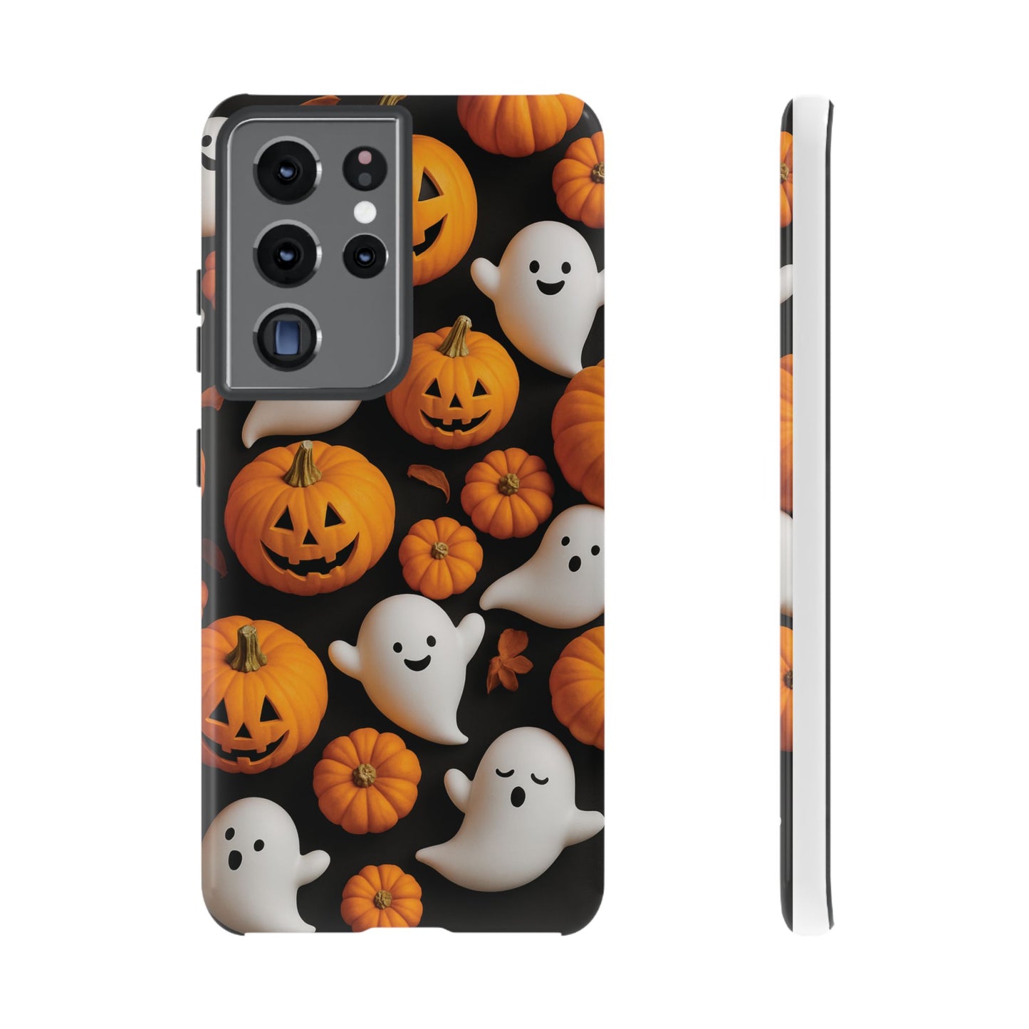 Halloween Phone Case, Spooky Ghosts and Pumpkins Design