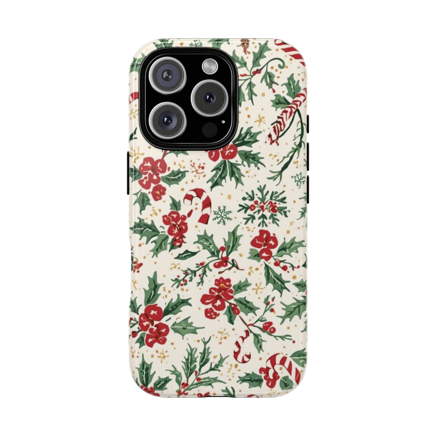 Christmas Themed Phone Case, Festive Floral Dual Layer Phone Case for Iphone 17, 16, 15, 14, 13, 12, 11 & Samsung
