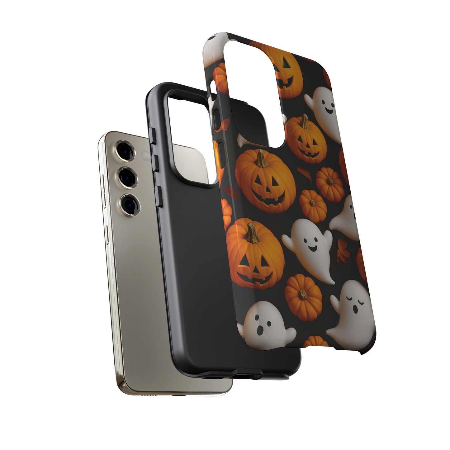 Halloween Phone Case, Spooky Ghosts and Pumpkins Design