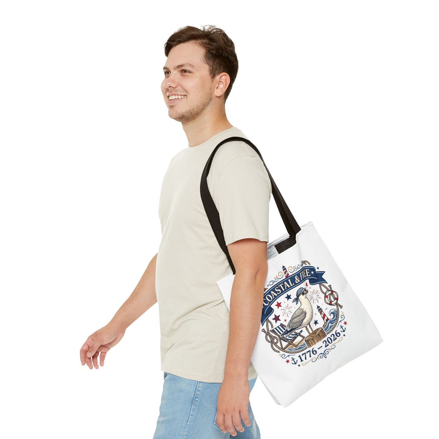 Coastal & Free Seagull Tote Bag — Patriotic 4th of July Beach Tote