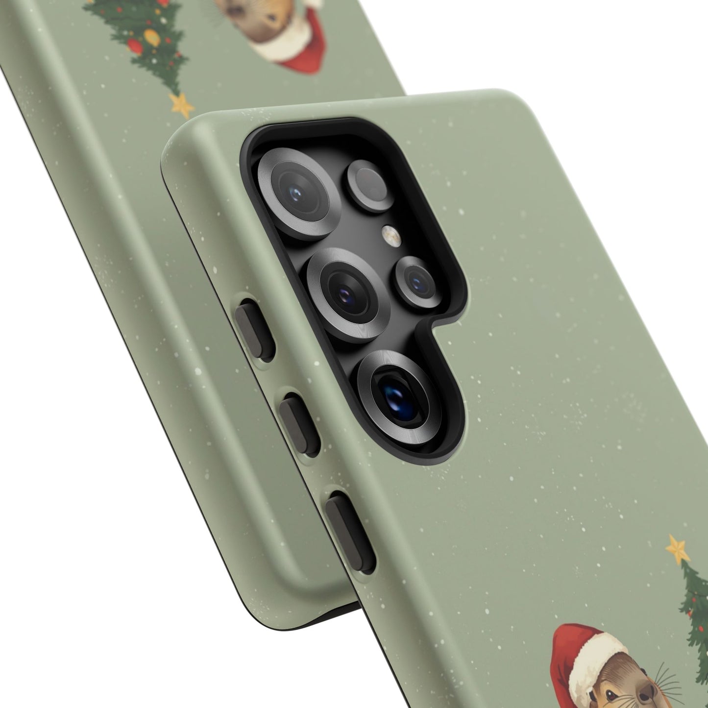 Christmas Phone Case with Capybara Design, Dual Layer Protective Case for Iphone 17, 16, 15, 14, 13 & Samsung