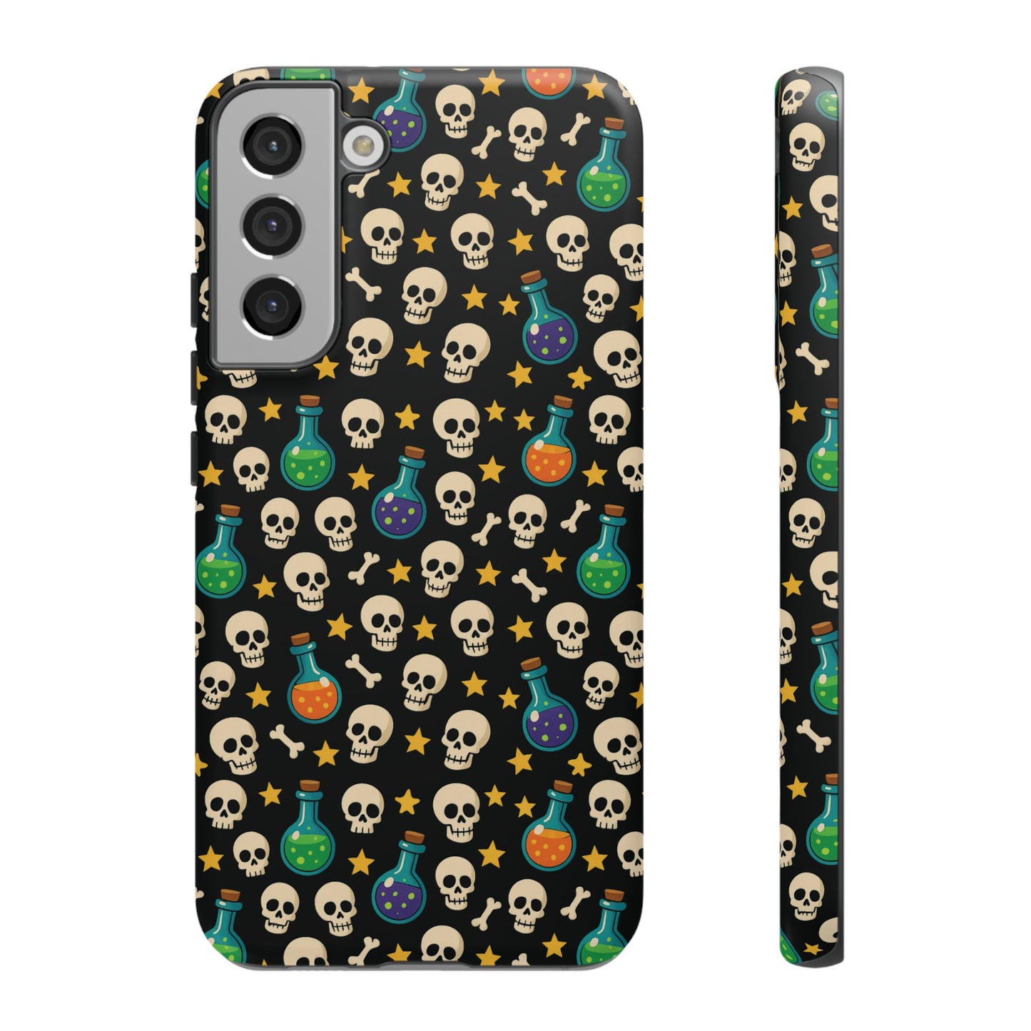 Skull & Potion Phone Case, Trendy Cell Phone Cover, Halloween Gift, Gothic Phone Accessory, Spooky Style Case, Tough Cases
