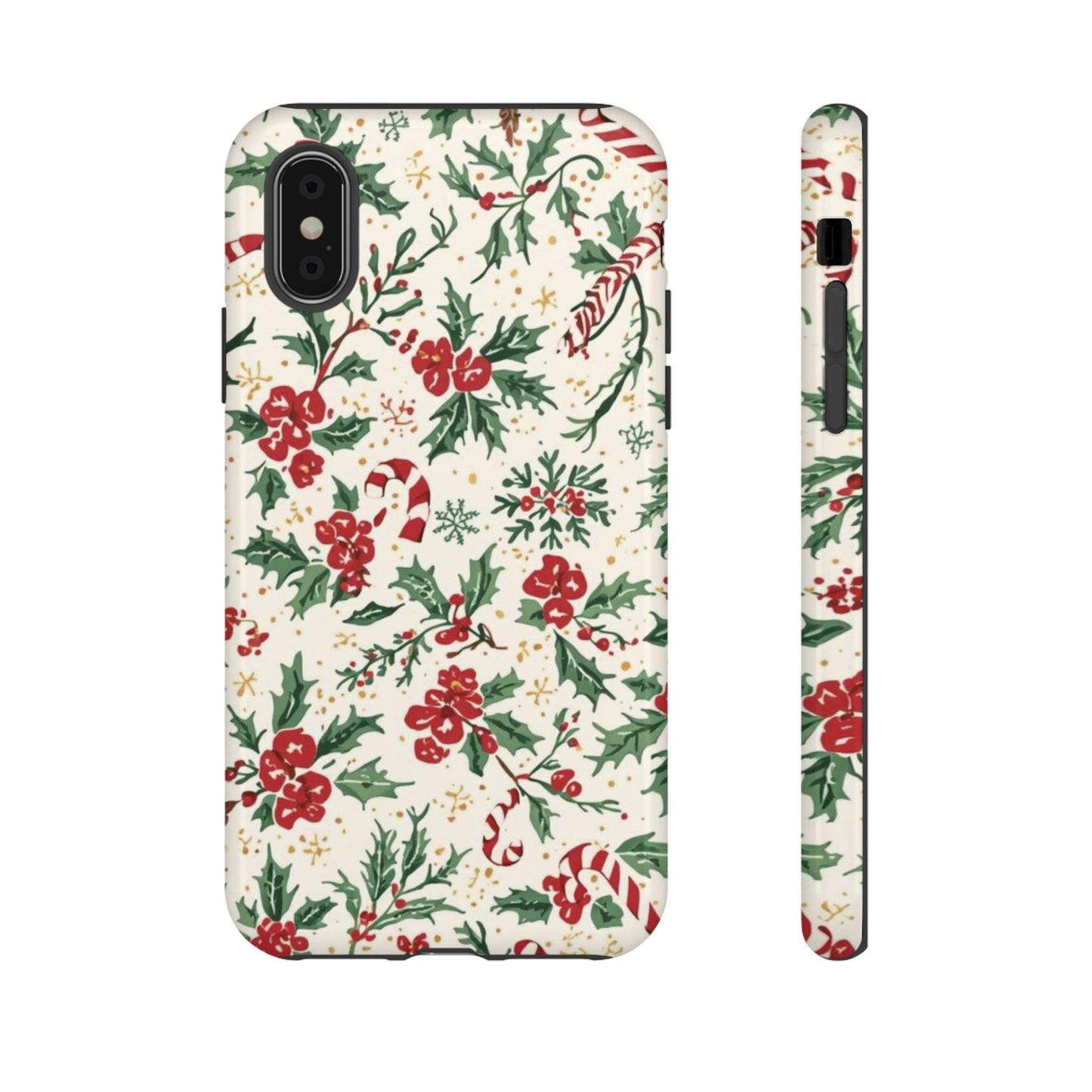 Christmas Themed Phone Case, Festive Floral Dual Layer Phone Case for Iphone 17, 16, 15, 14, 13, 12, 11 & Samsung