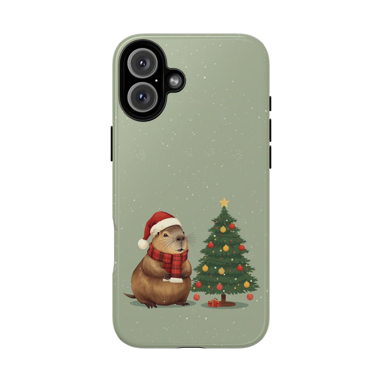Christmas Phone Case with Capybara Design, Dual Layer Protective Case for Iphone 17, 16, 15, 14, 13 & Samsung