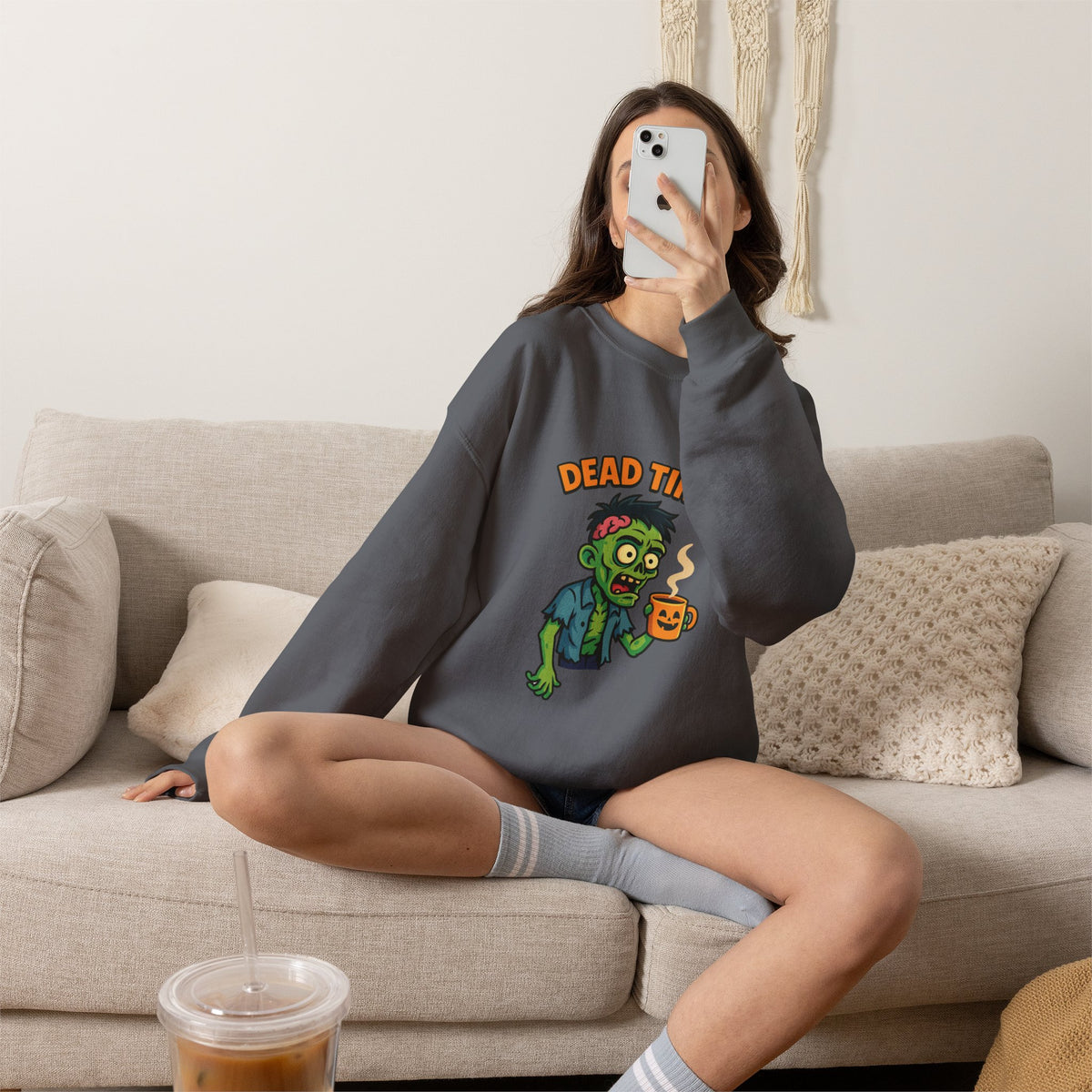 Dead Tired Zombie Sweatshirt, Funny Halloween Crewneck, Spooky Season Apparel