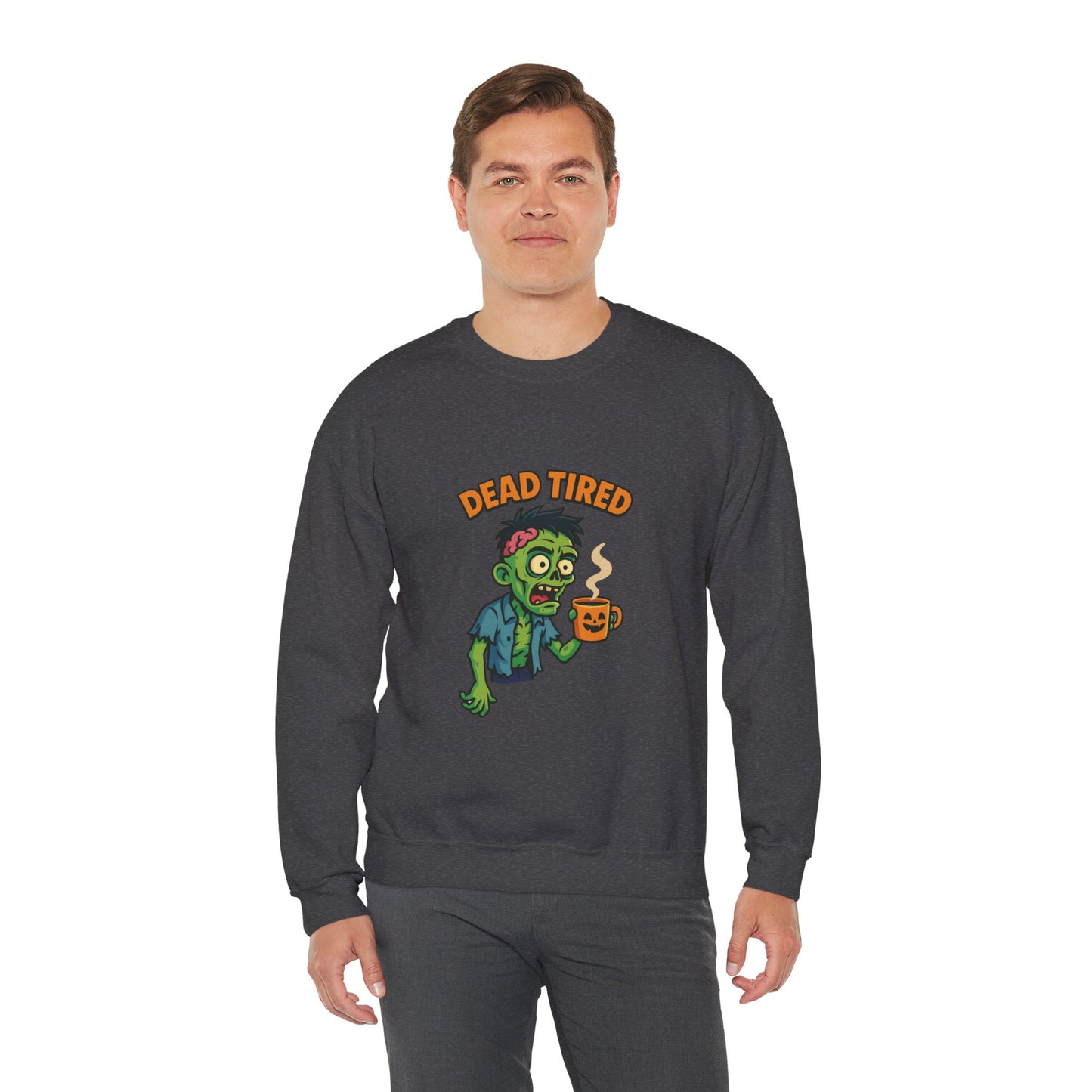 Dead Tired Zombie Sweatshirt, Funny Halloween Crewneck, Spooky Season Apparel