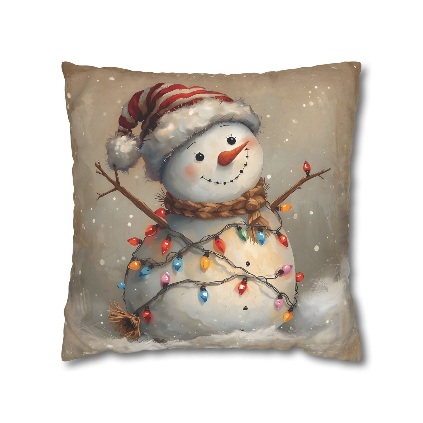 Festive Snowman Throw Pillowcase — Vintage Christmas Decorative Cushion Cover