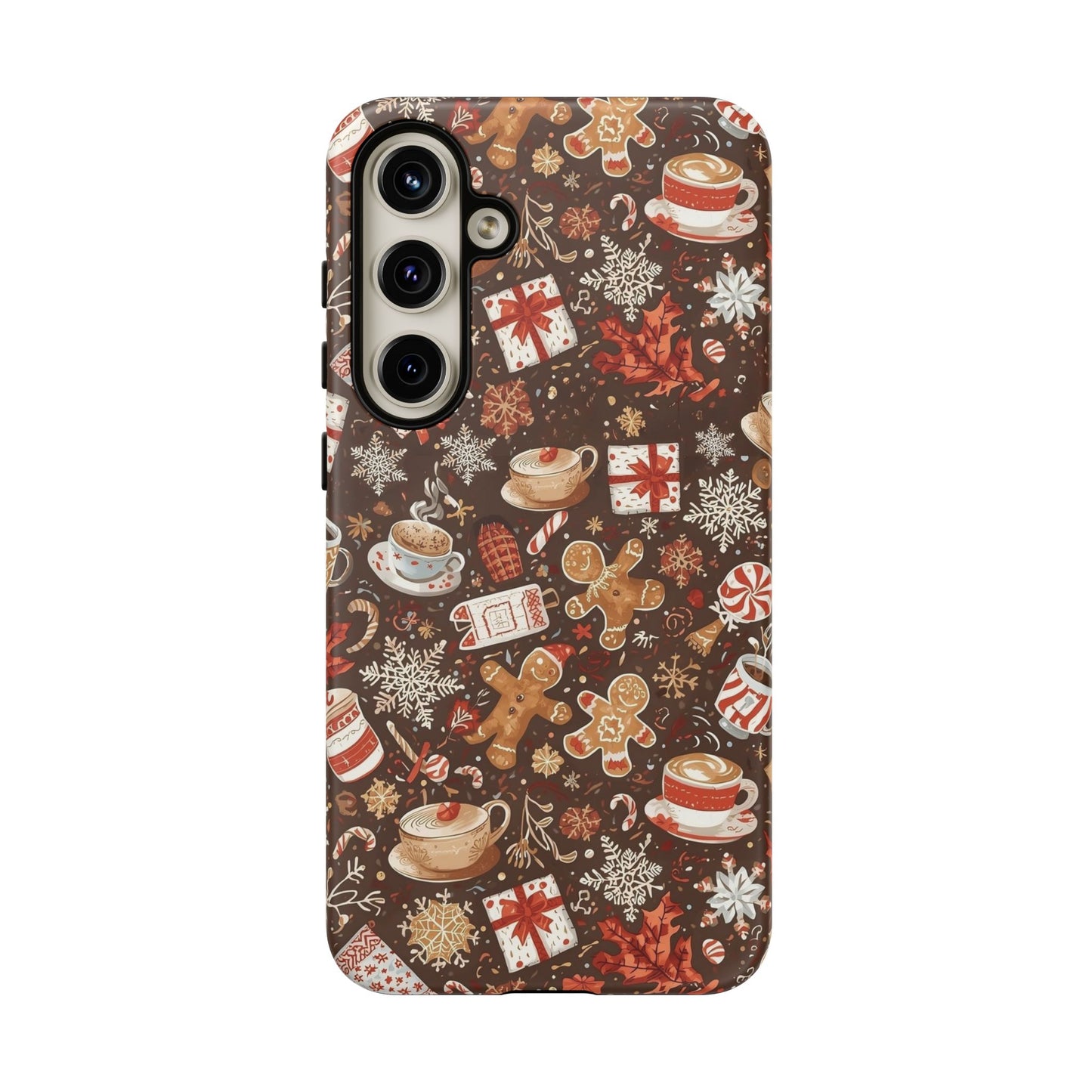 Christmas Phone Case, Festive Holiday Phone Case with Gingerbread and Cocoa Design for Iphone 17, 16, 15, 14, 13, 12, 11 & Samsung