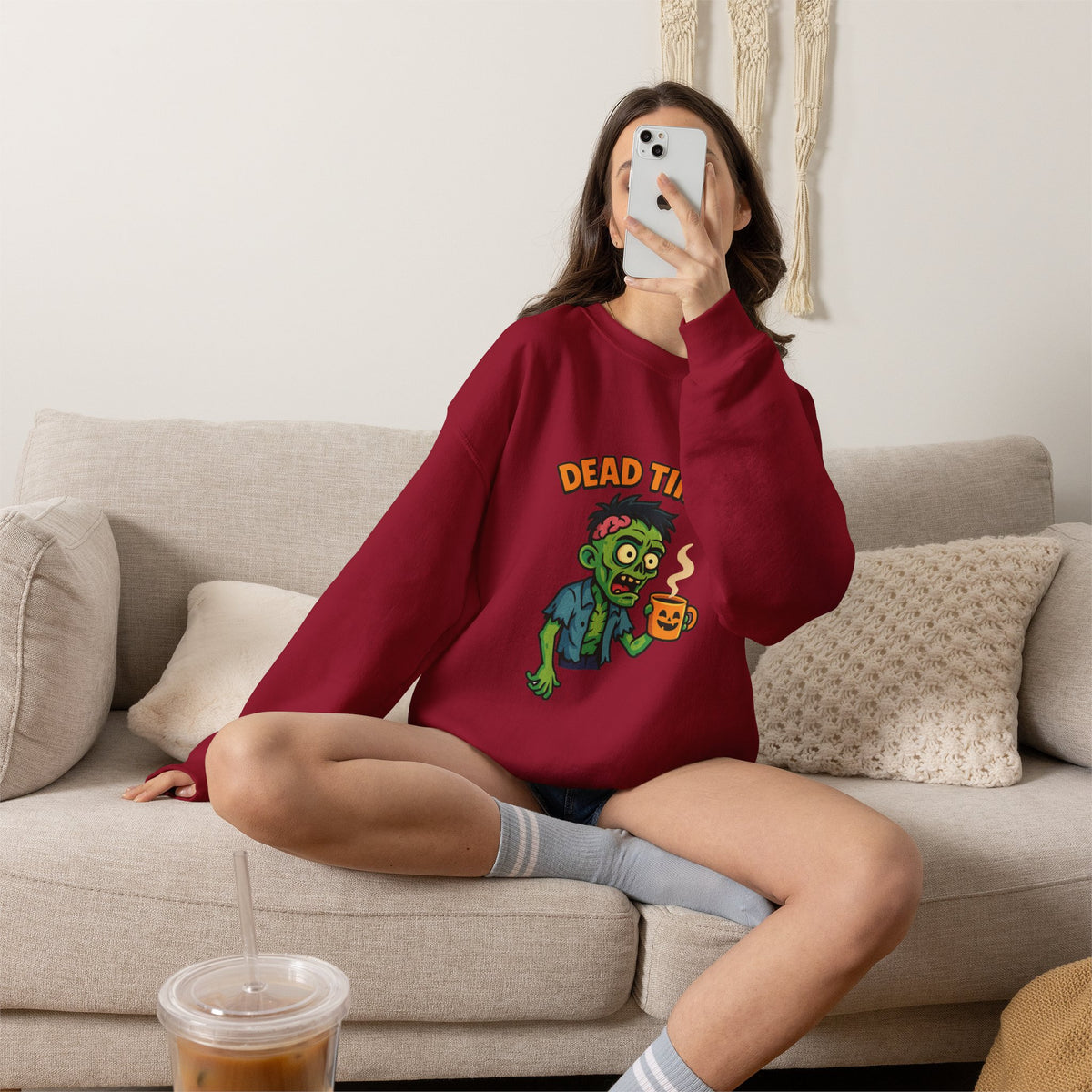 Dead Tired Zombie Sweatshirt, Funny Halloween Crewneck, Spooky Season Apparel