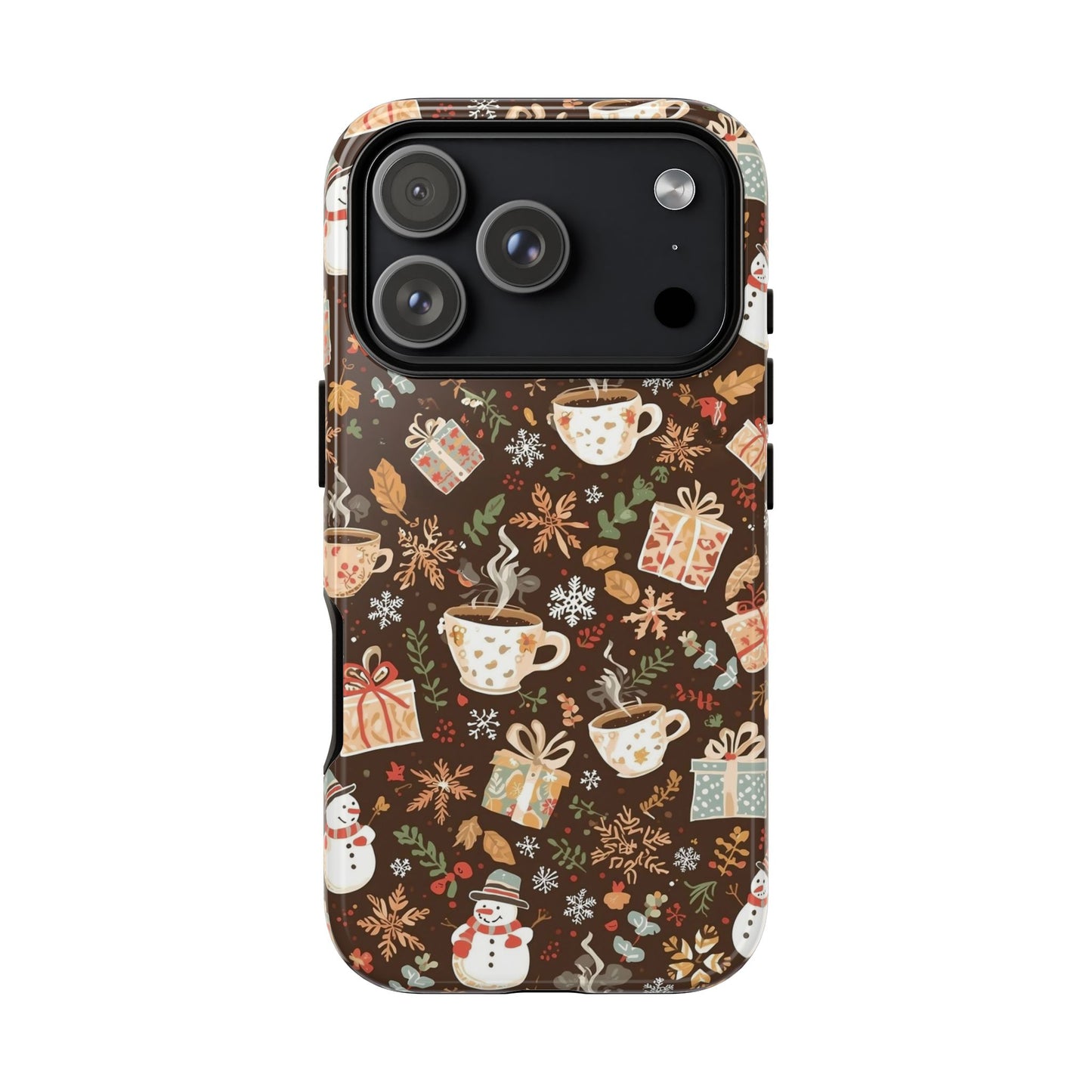 Christmas Phone Case, Winter Holiday Phone Case with Snowmen and Gifts Design for Iphone 17, 16, 15, 14, 13, 12, 11 & Samsung