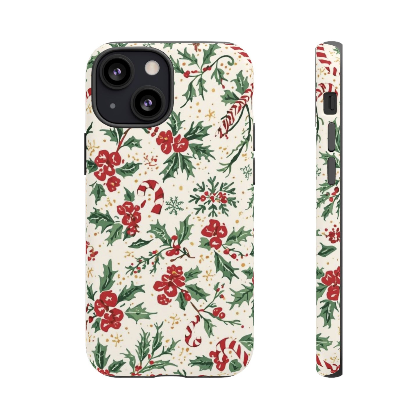 Christmas Themed Phone Case, Festive Floral Dual Layer Phone Case for Iphone 17, 16, 15, 14, 13, 12, 11 & Samsung